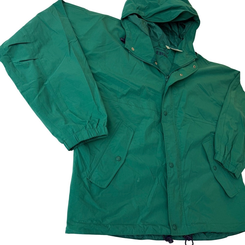 Eddie Bauer EBtek Mens XL Green Hooded Rain Jacket Sympatex Vintage 23701 - Picture 14 of 16